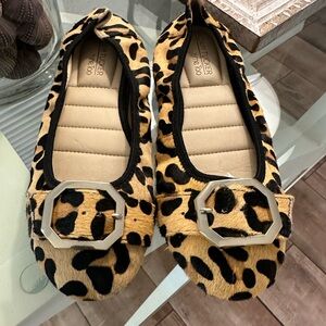 Adam Tucker by Me Too -Leather Nikki Ballet Flat in Leopard Print
